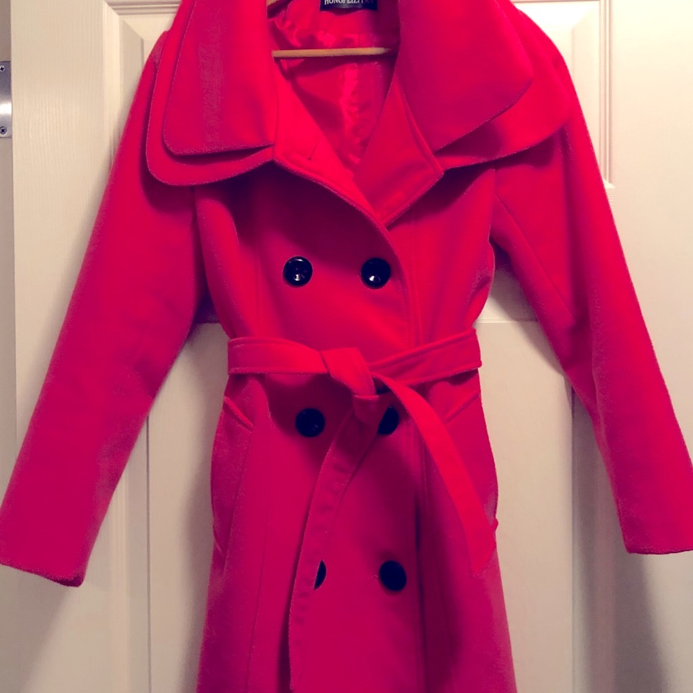 Fuschia wool trench